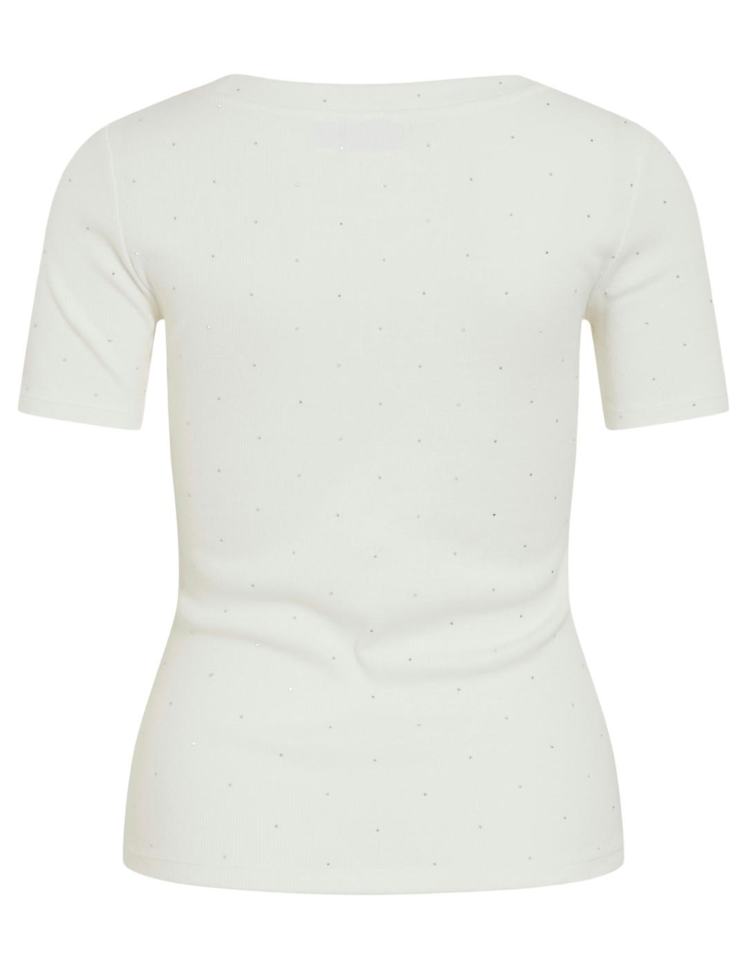 Camiseta Vila Lerna con brillos blanca marfil de mujer
