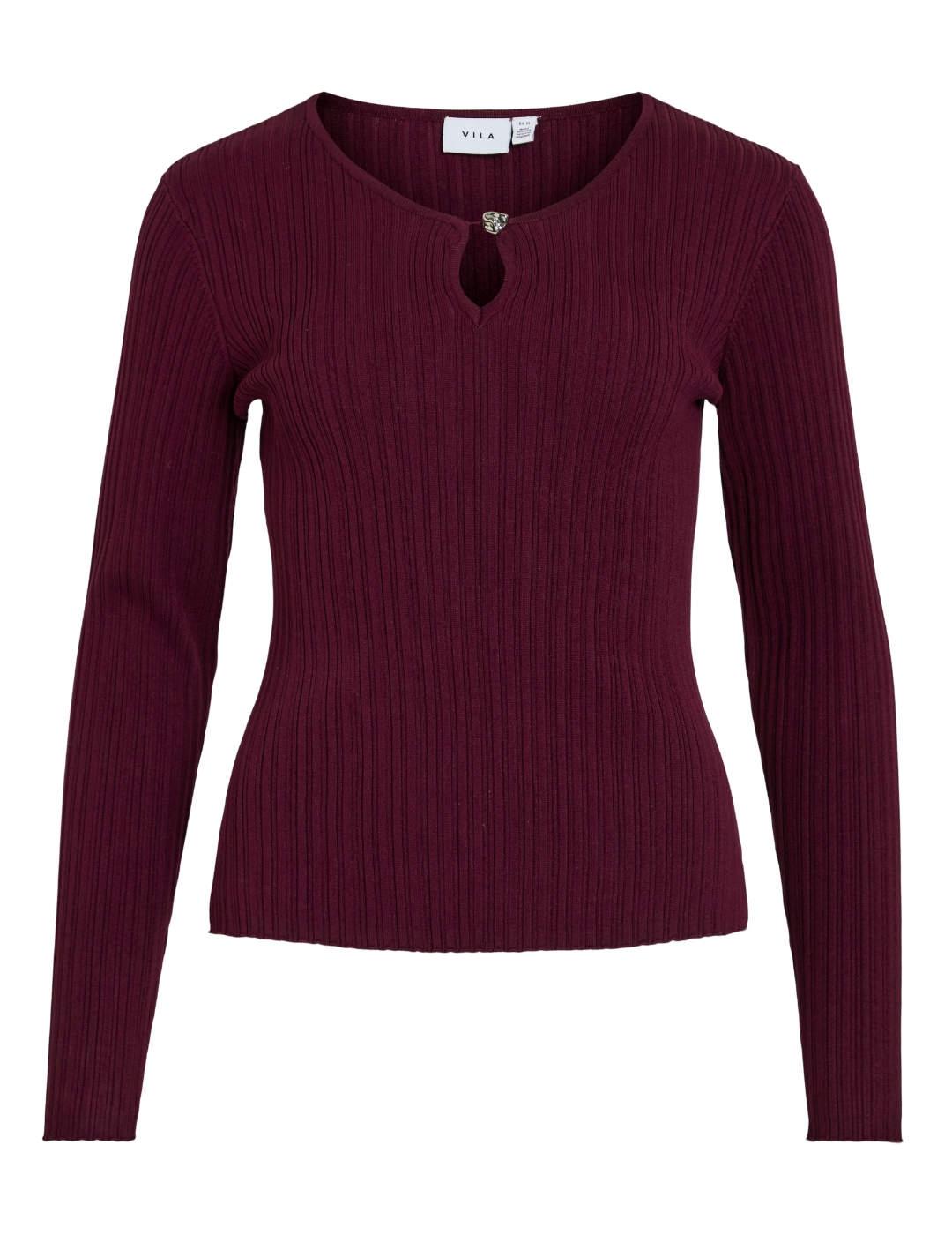 Jersey Vila Nelly granate detalle dorado para mujer