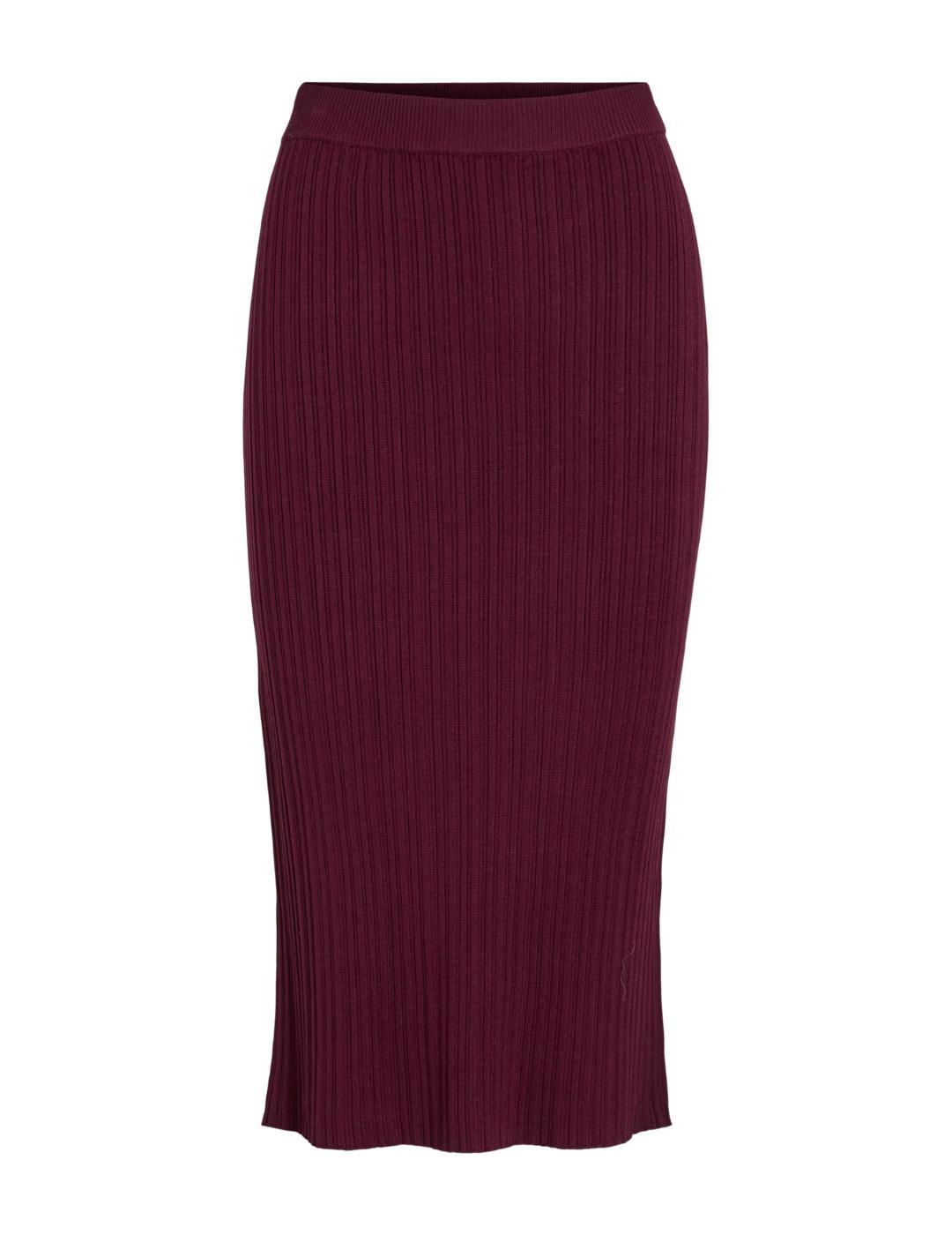 Falda Vila Nelly granate punto largo midi para mujer