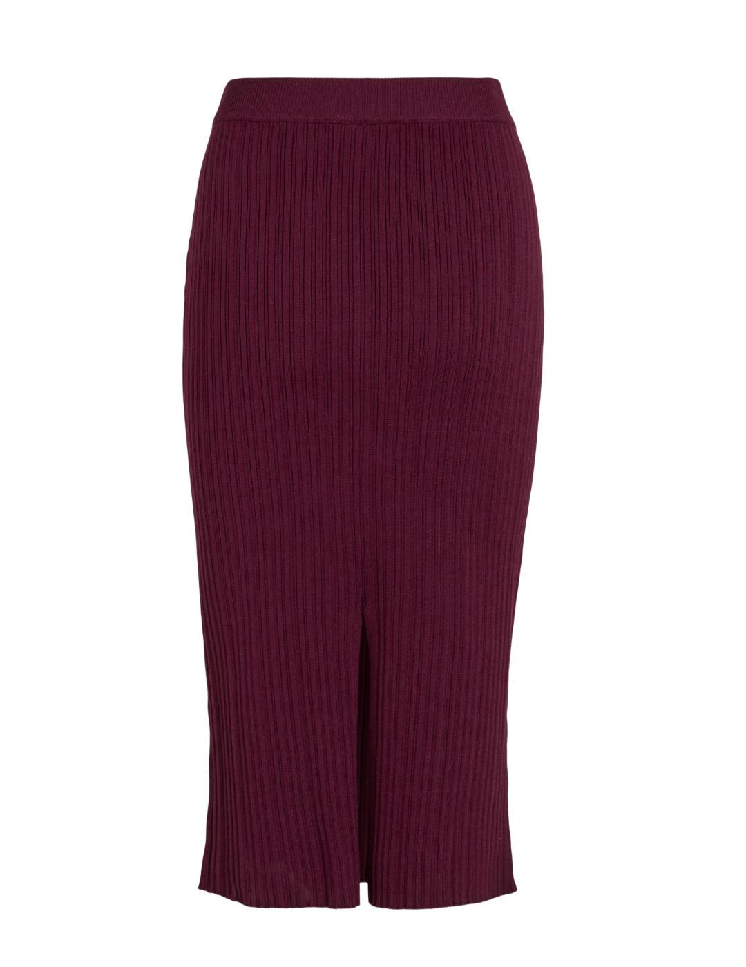 Falda Vila Nelly granate punto largo midi para mujer