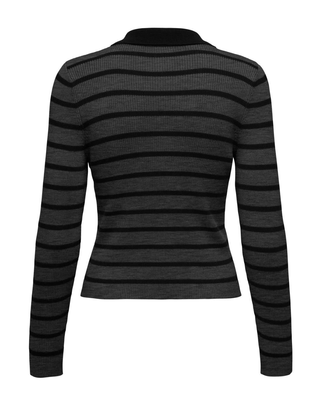 Cárdigan Only Gera gris y negro manga larga rayas de mujer
