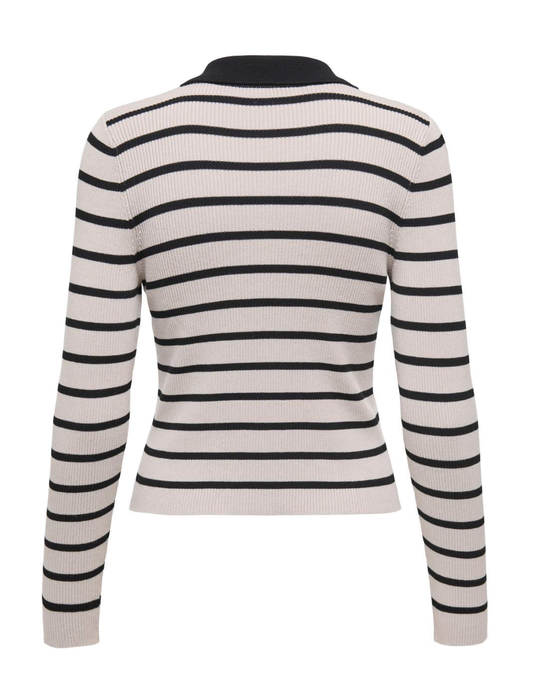 Cárdigan Only Gera blanco y negro rayas manga larga de mujer