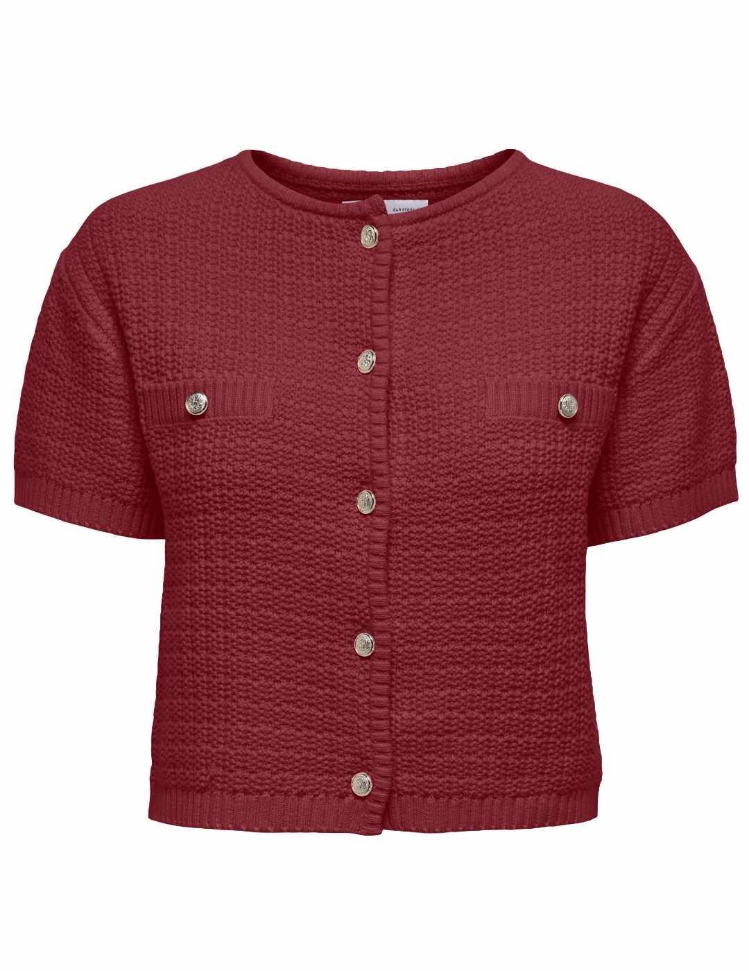 Cárdigan Only Kiel botones granate manga corta de mujer