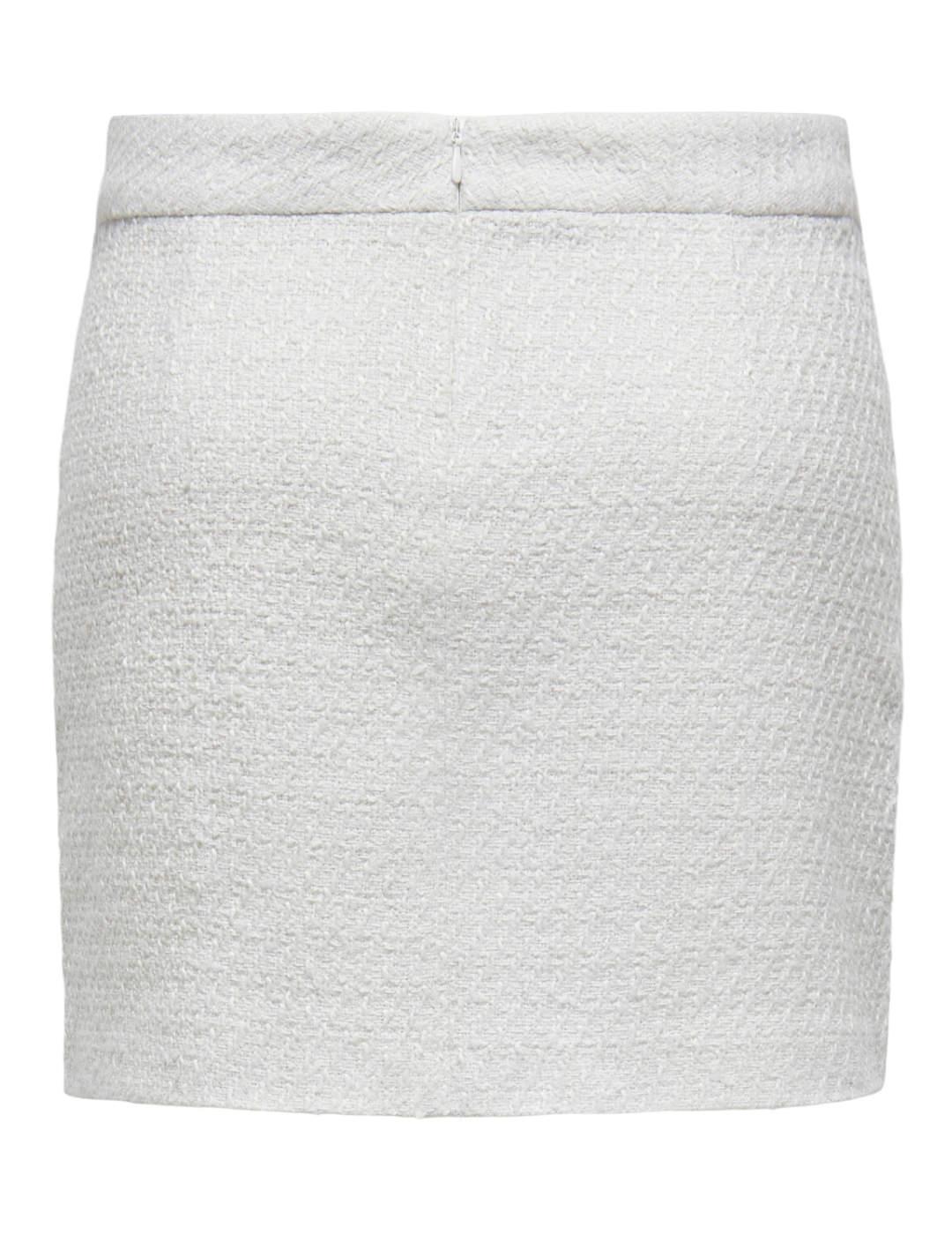 Minifalda Only Bonn blanca tejido tweed para mujer