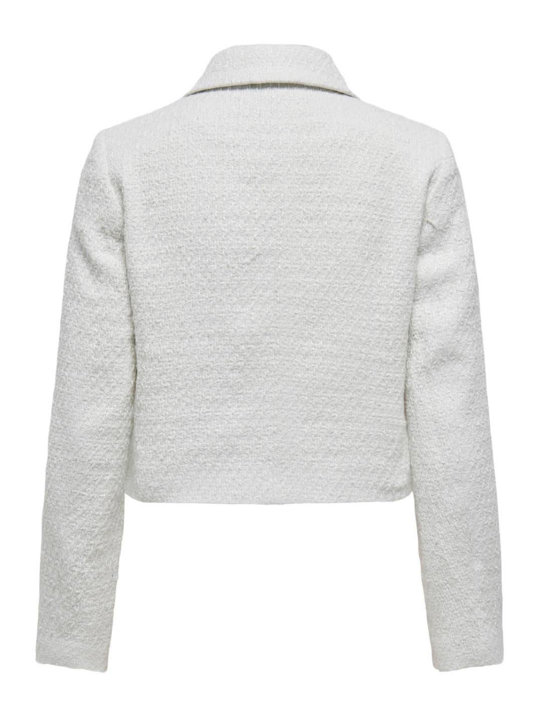 Chaqueta Only Bonn blanca tejido tweed cropped para mujer