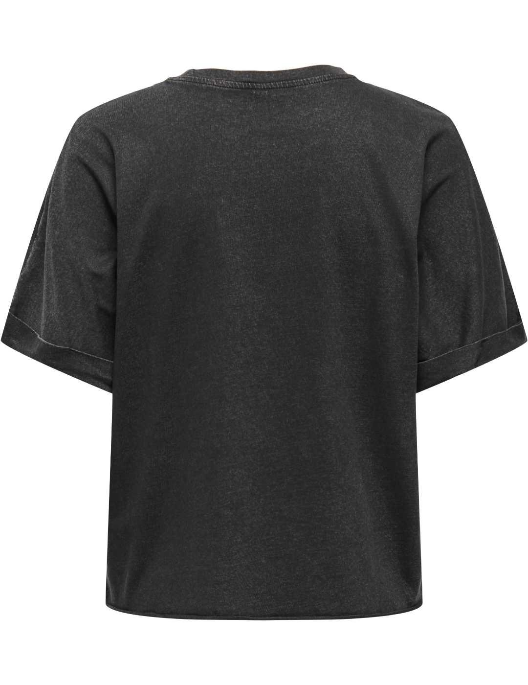 Camiseta Only Lucy negra mariposa manga corta para mujer