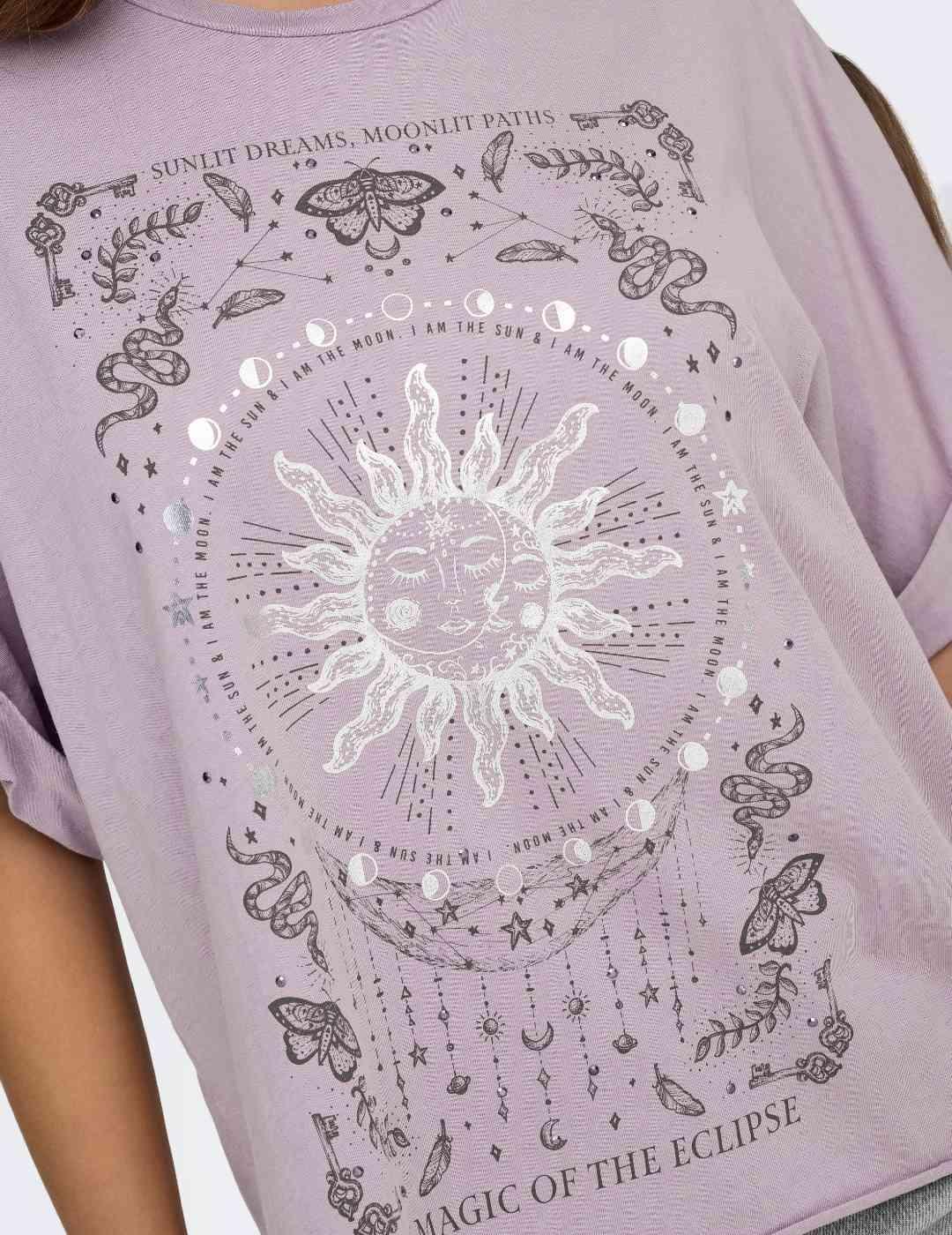 Camiseta Only Lucy lila nirvana manga corta para mujer