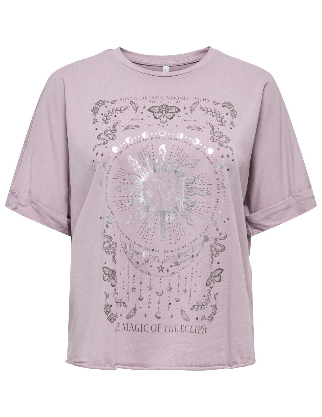 Camiseta Only Lucy lila nirvana manga corta para mujer