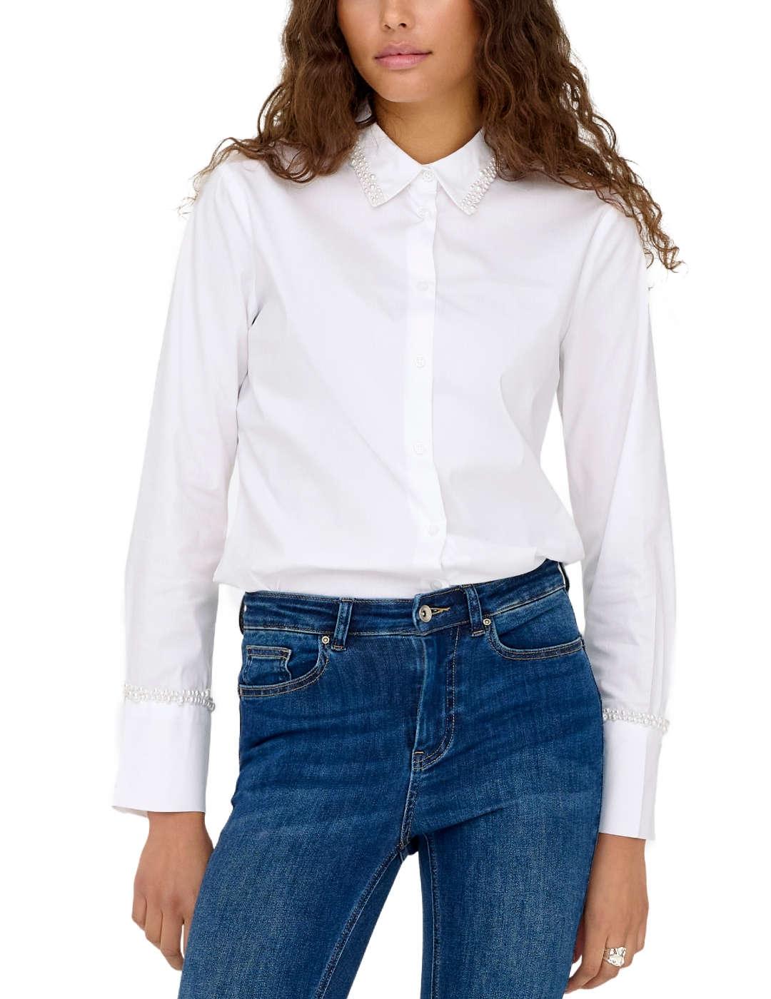 Camisa Only Becs blanca detalle perlas para mujer