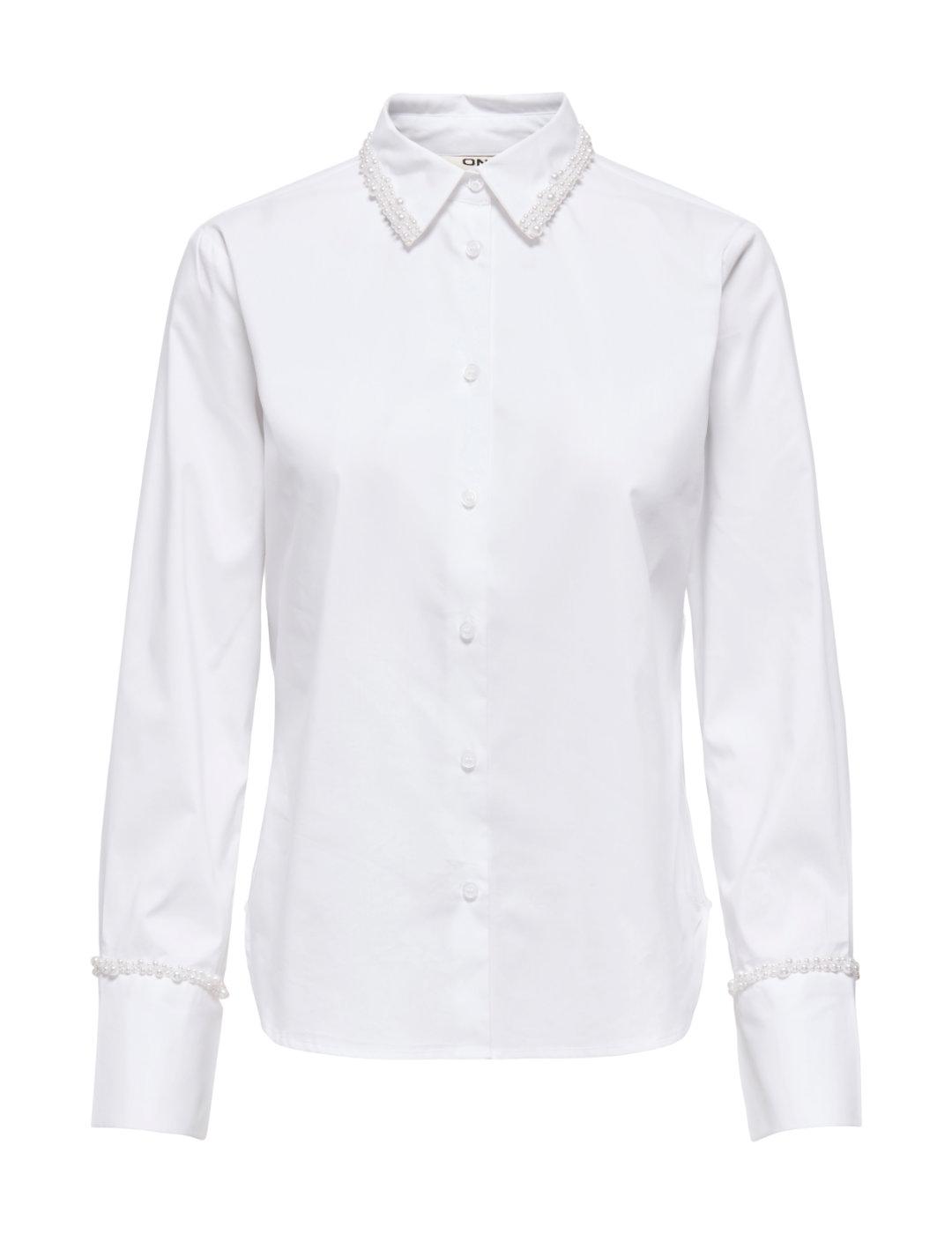Camisa Only Becs blanca detalle perlas para mujer