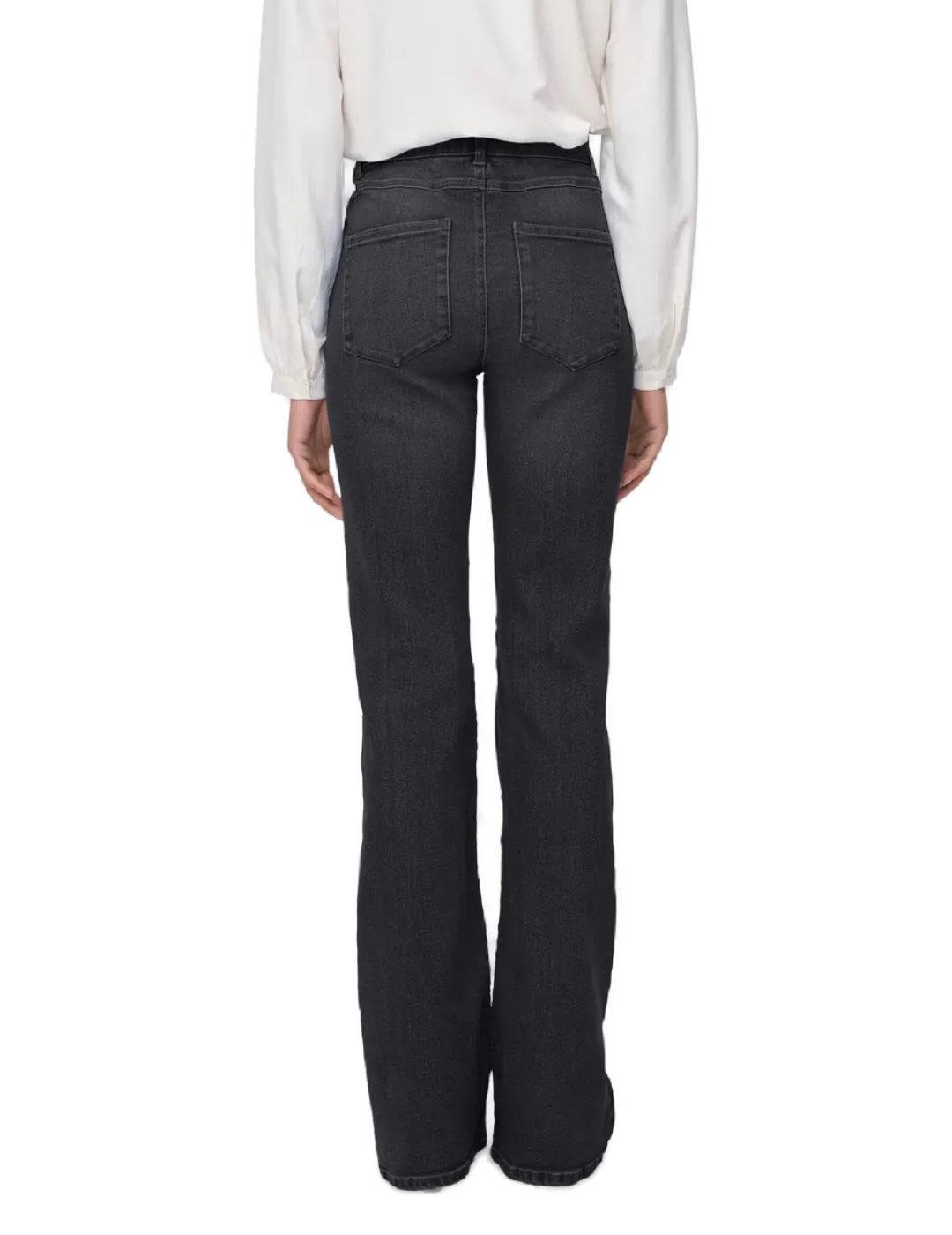 Pantalón vaquero Only Linez negro flared acampanado de mujer