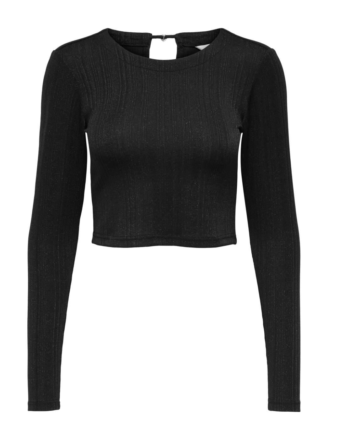 Camiseta Only Lamina negra cropped manga larga para mujer