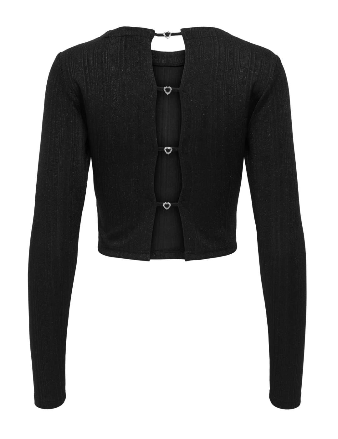 Camiseta Only Lamina negra cropped manga larga para mujer