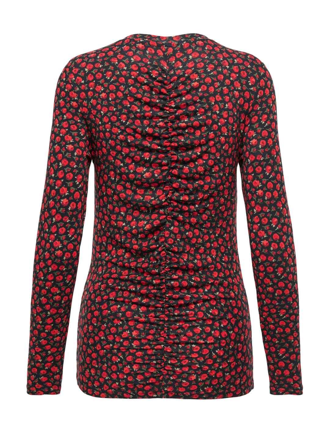 Camiseta Only Kodi flores rojas manga larga para mujer