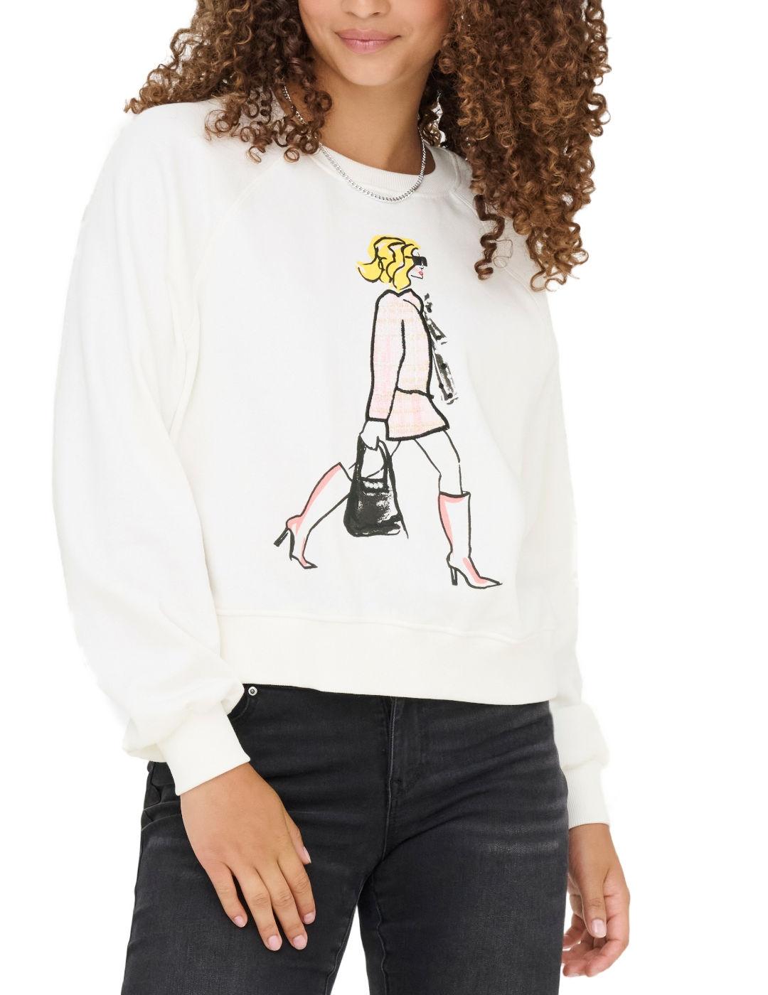 Sudadera Only Labinet blanca silueta en relieve para mujer