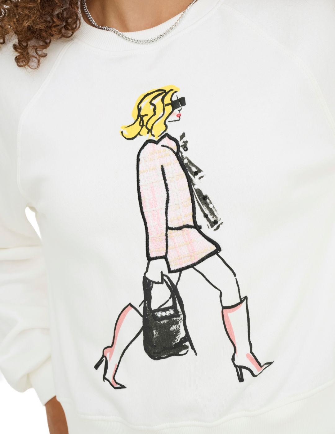 Sudadera Only Labinet blanca silueta en relieve para mujer