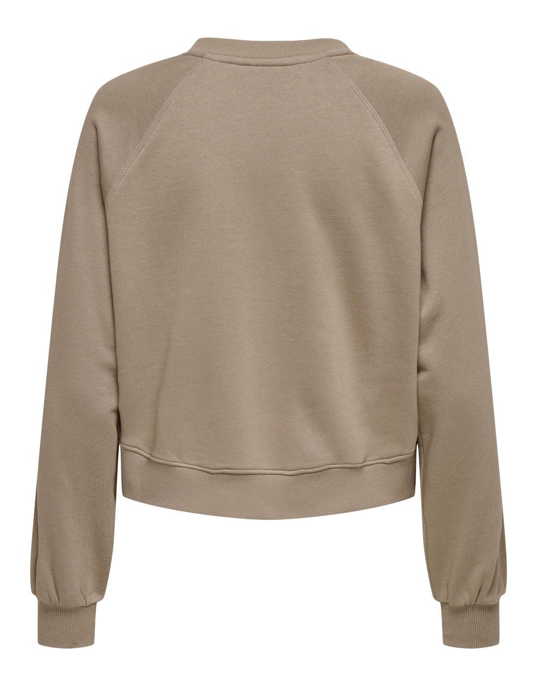 Sudadera Only Labinet beige detalle aplique lazo de mujer