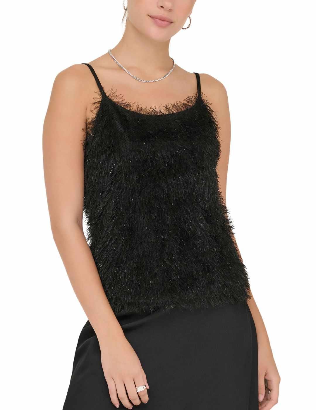 Camiseta Only Lima pelo con brillo de tirantes para mujer