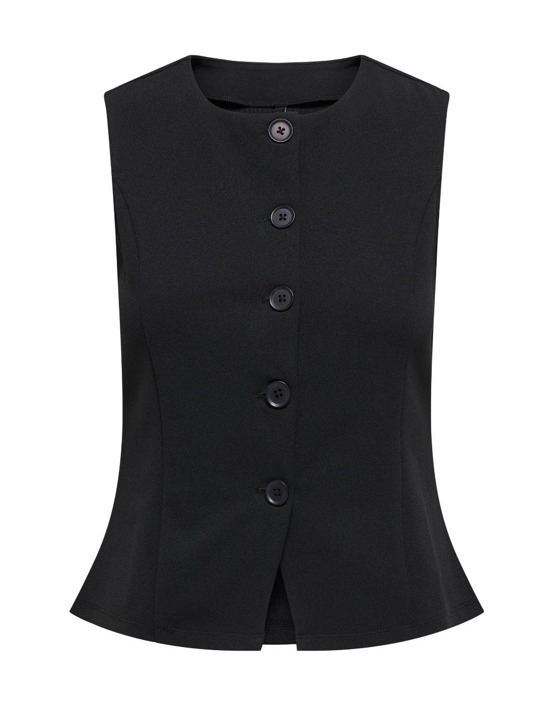 Chaleco Only Sania negro manga sisa para mujer