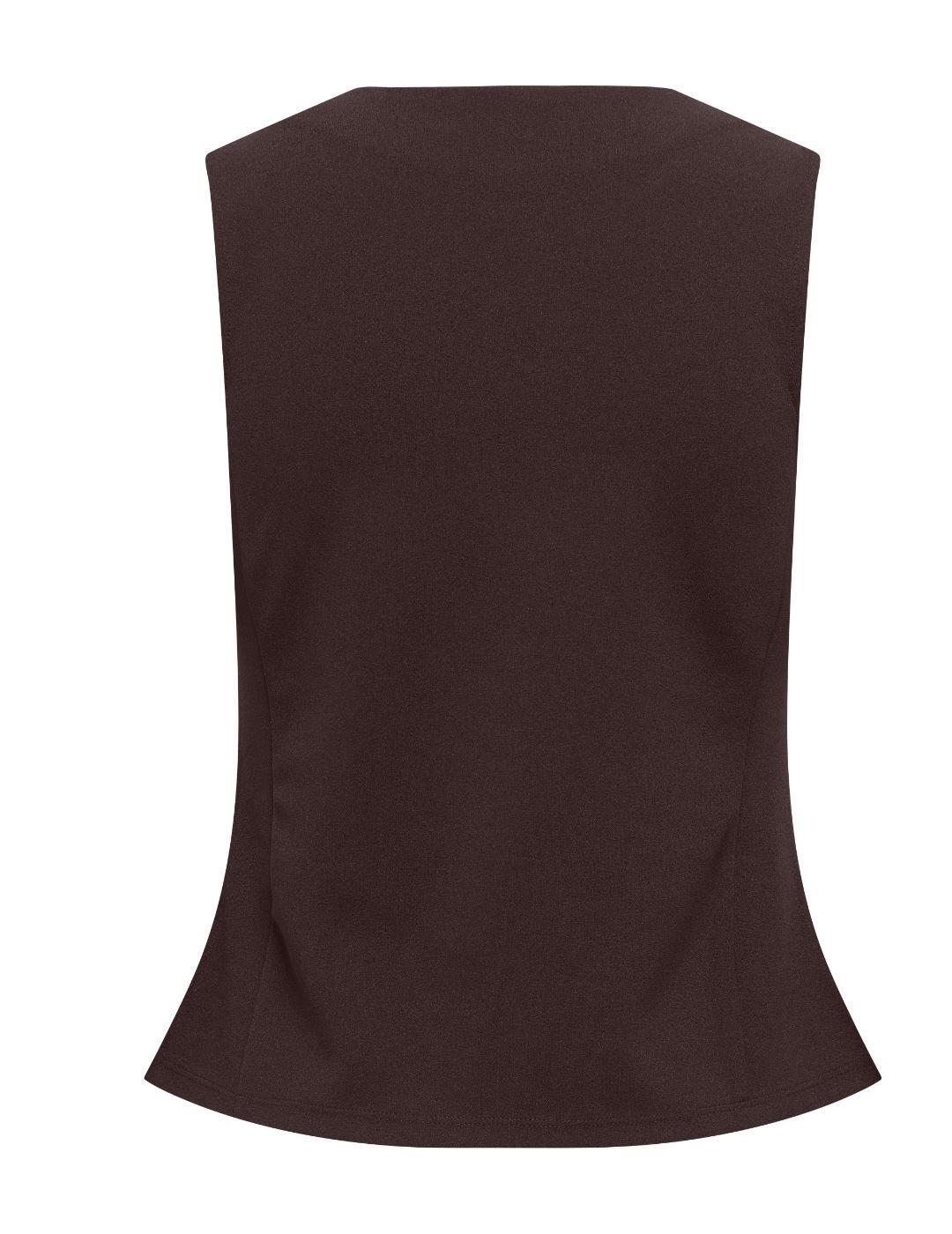 Chaleco Only Sania marrón chocolate manga sisa de mujer