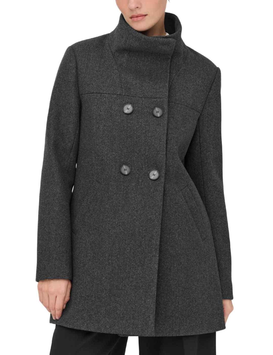 Abrigo Only Blake de paño con cinturón gris de mujer