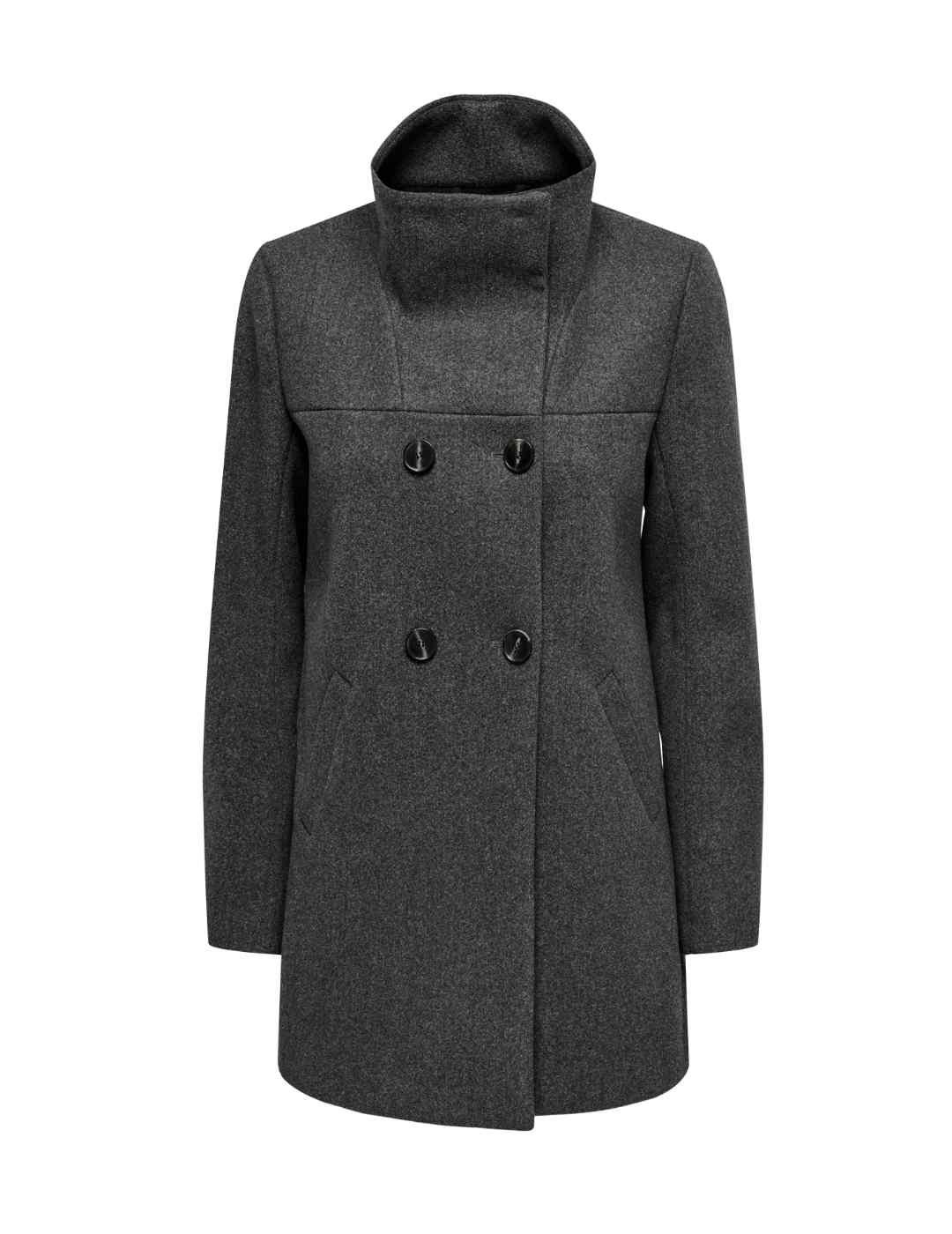 Abrigo Only Blake de paño con cinturón gris de mujer