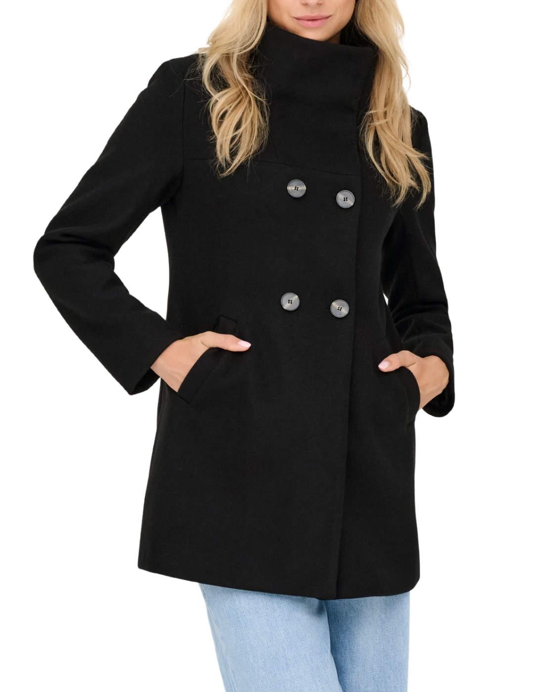 Abrigo Only Blake negro paño afieltrado para mujer