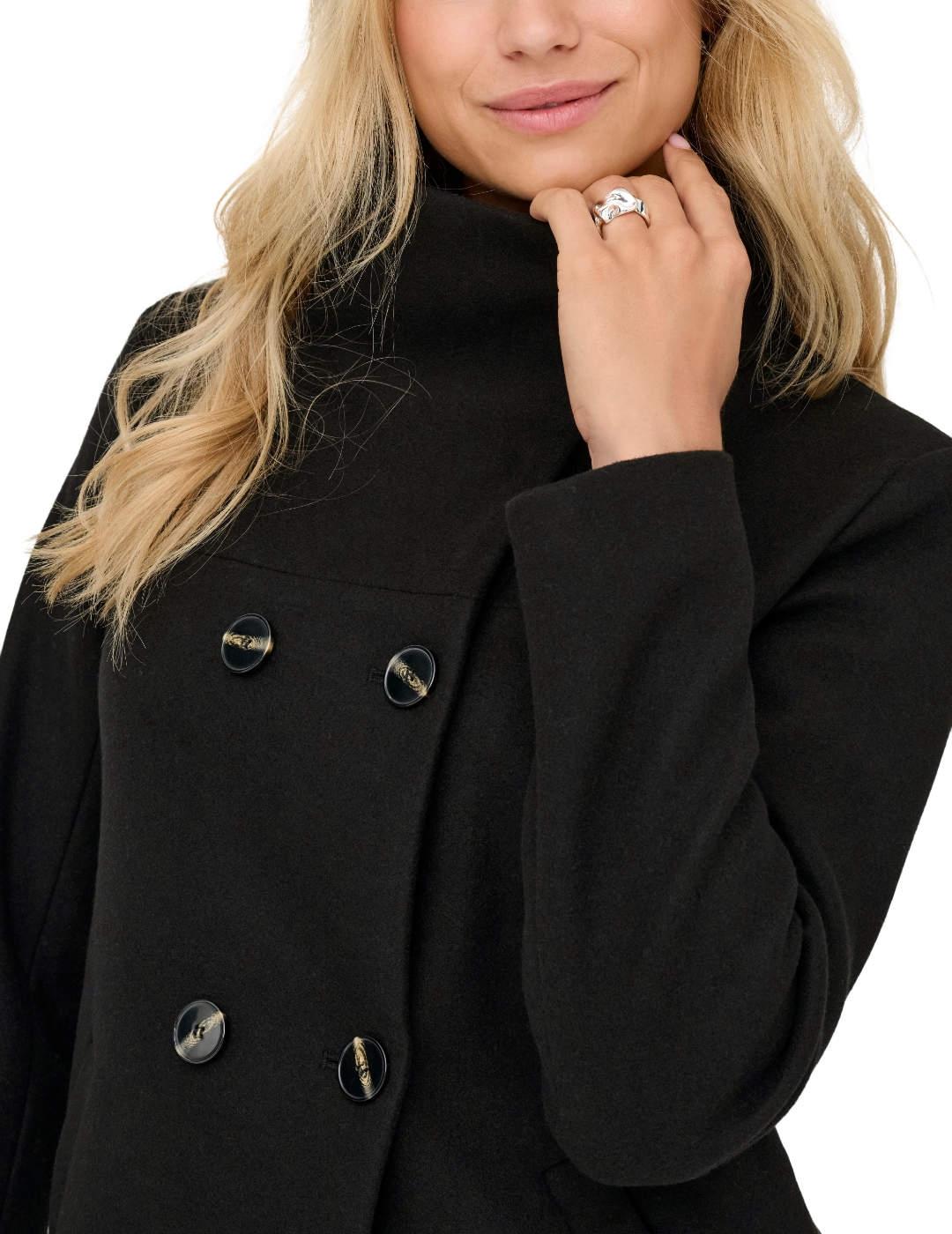 Abrigo Only Blake negro paño afieltrado para mujer