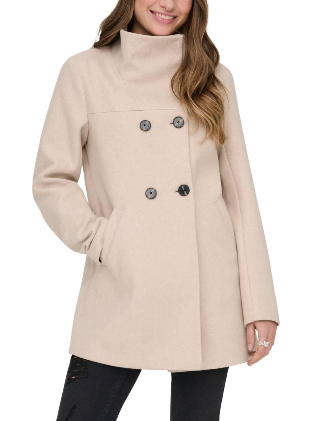 Abrigo Only Blake de paño con cinturón beige claro de mujer