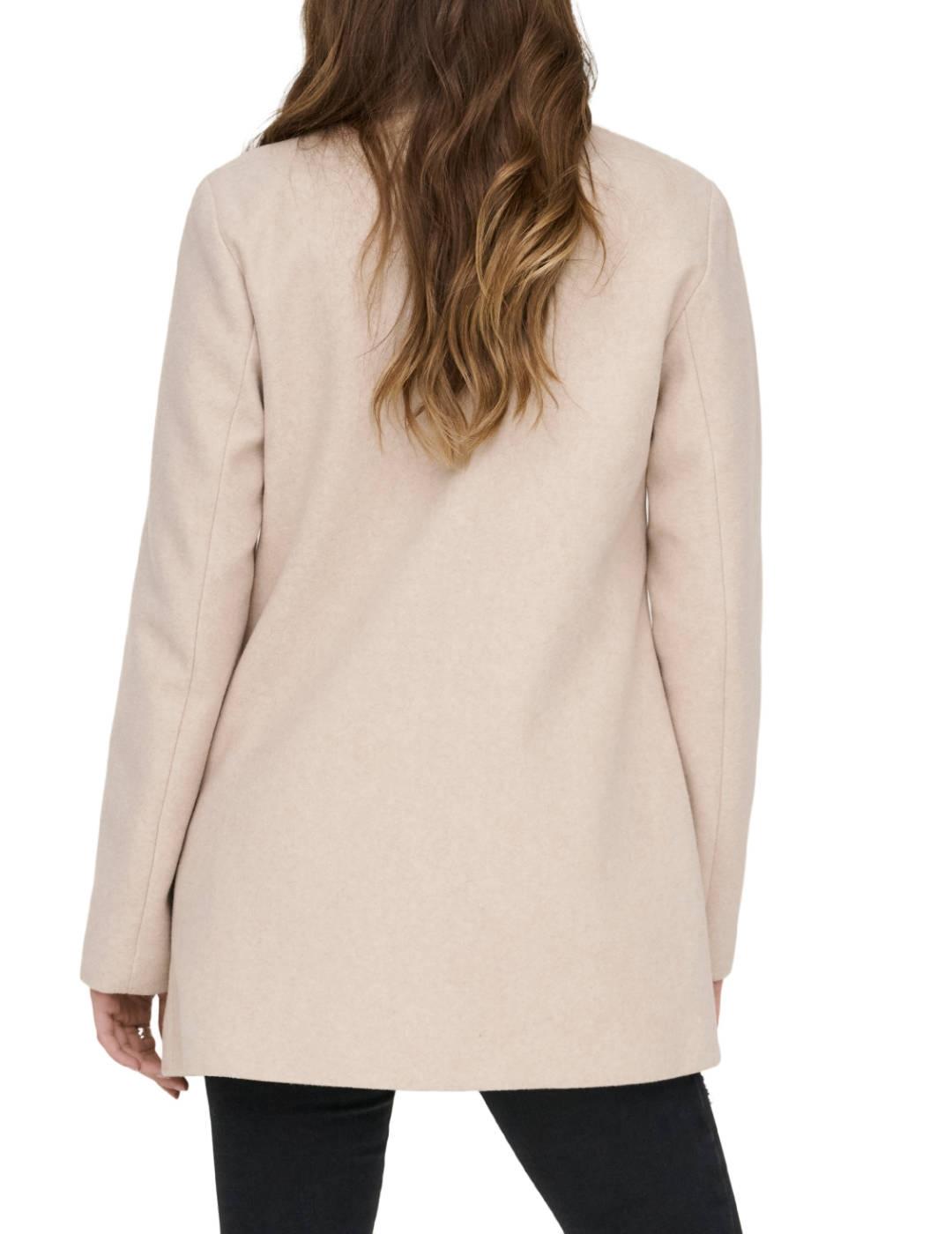 Abrigo Only Blake de paño con cinturón beige claro de mujer