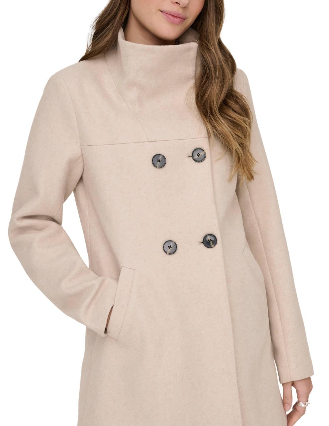 Abrigo Only Blake de paño con cinturón beige claro de mujer