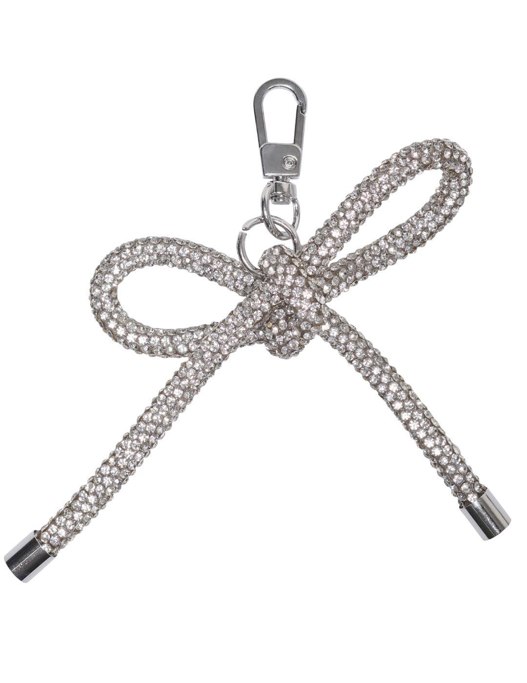 Llavero Only Charmy plateado lazo strass para mujer
