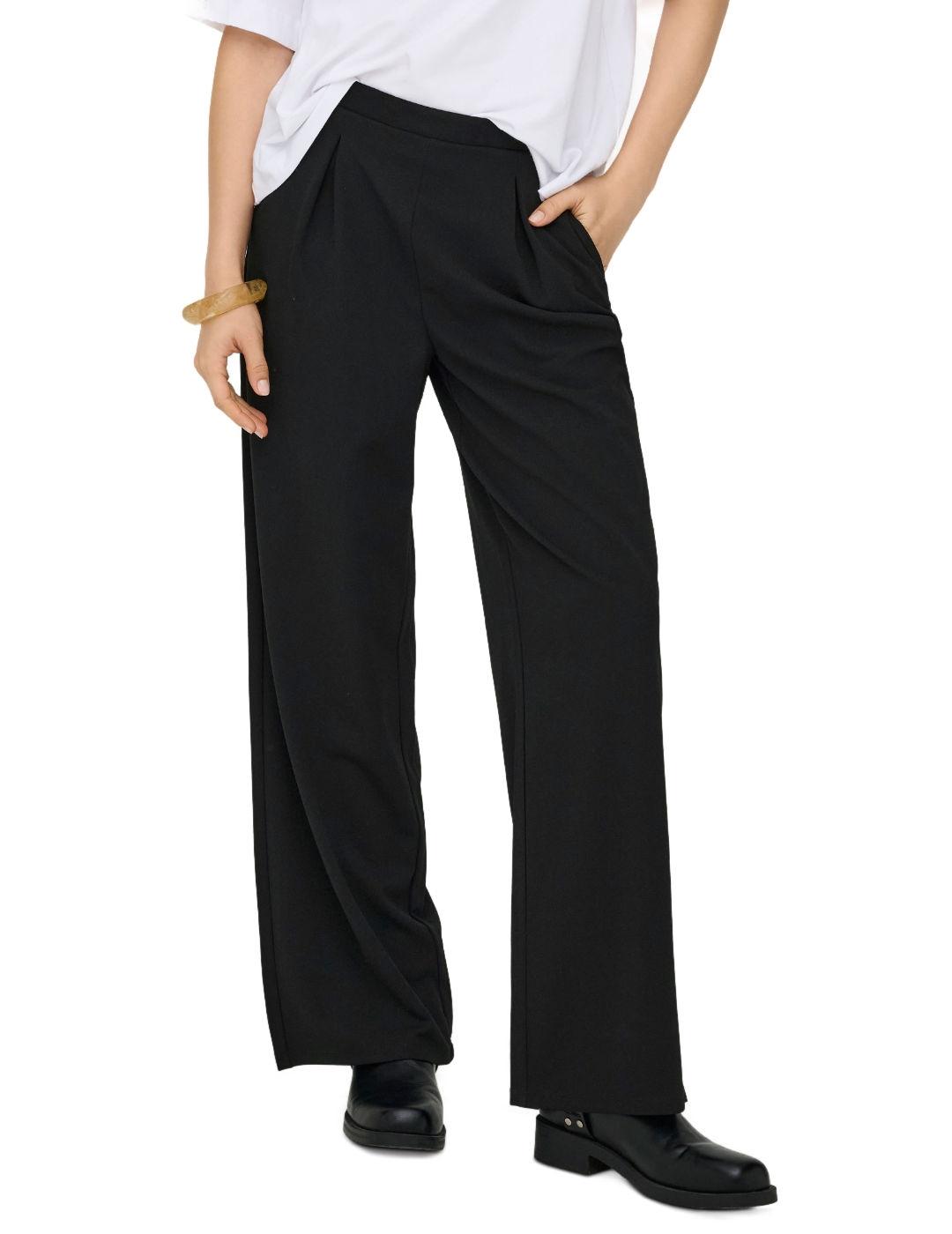 Pantalón Only Sania straight negro con pinzas para mujer