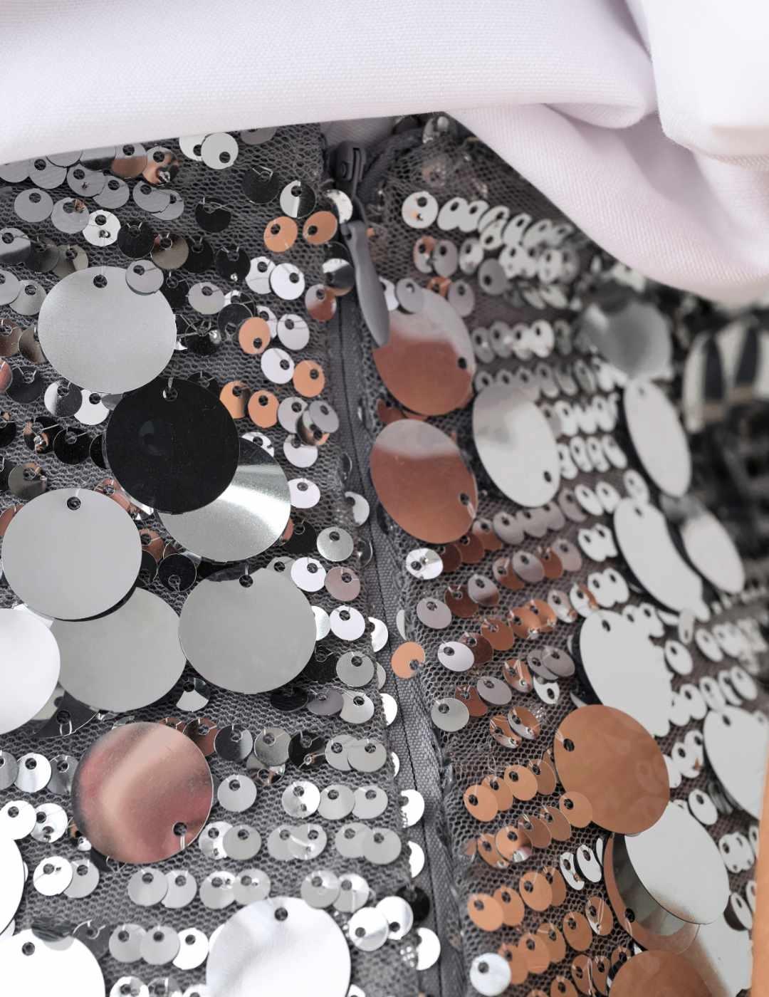 Falda Only Jadel lentejuelas grandes plata mini para mujer