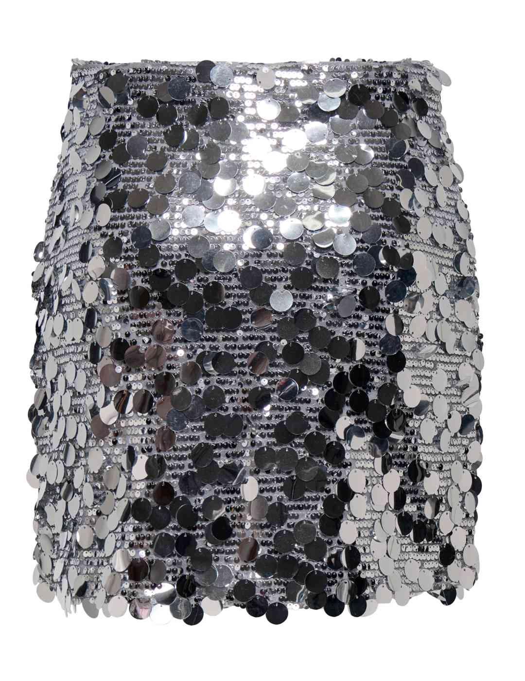 Falda Only Jadel lentejuelas grandes plata mini para mujer