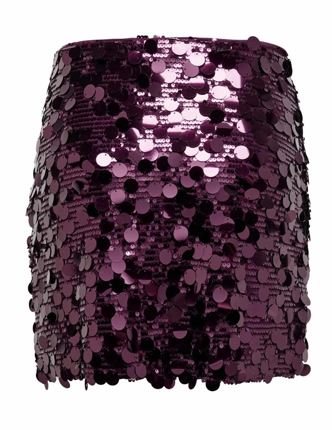 Falda Only Jadel lentejuelas grandes granate mini para mujer