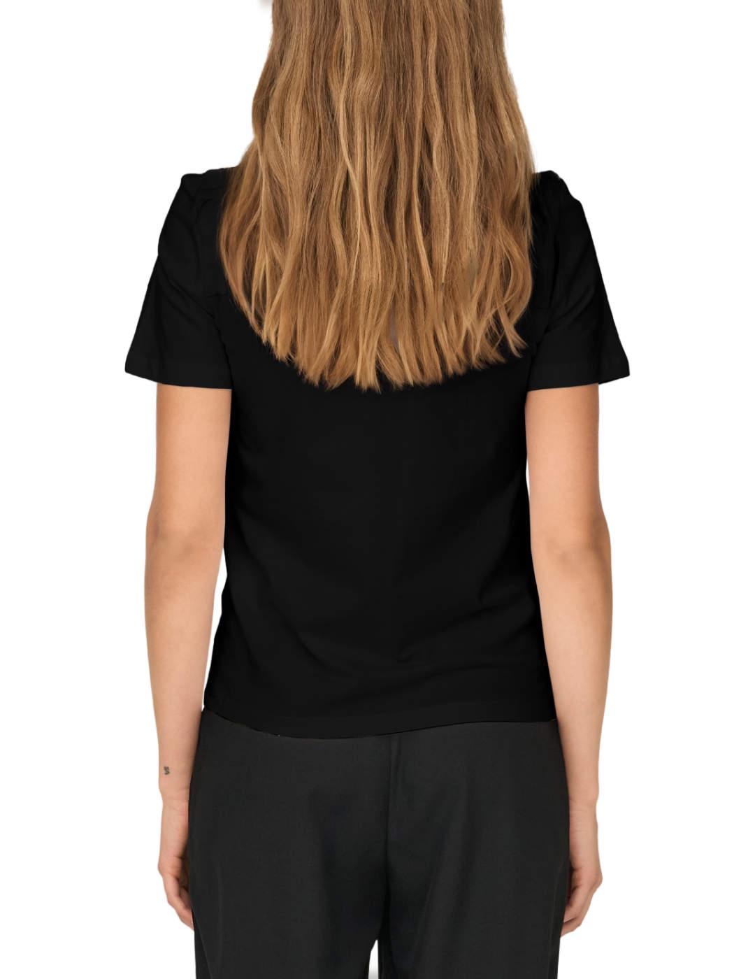 Camiseta Only Emma silueta negra aplique para mujer