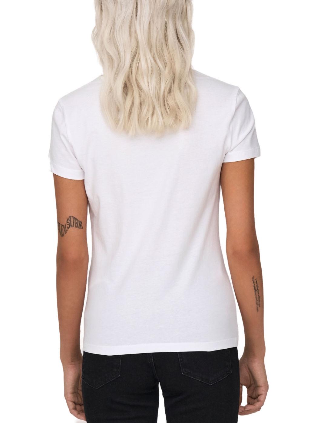 Camiseta Only Vibe rebel blanca tigre manga corta de mujer