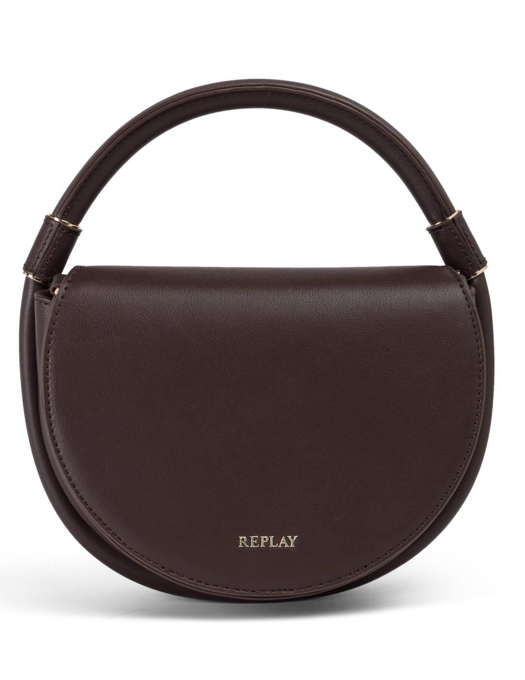 Bolso Replay marrón chocolate ovalado bandolera para mujer