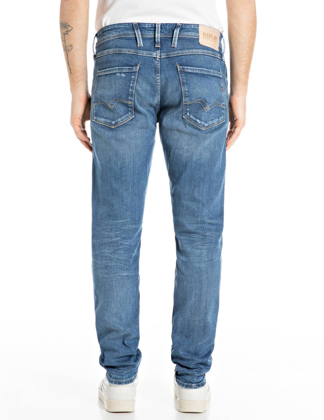 Vaquero Replay Anbass azul medio desgastado roto para hombre