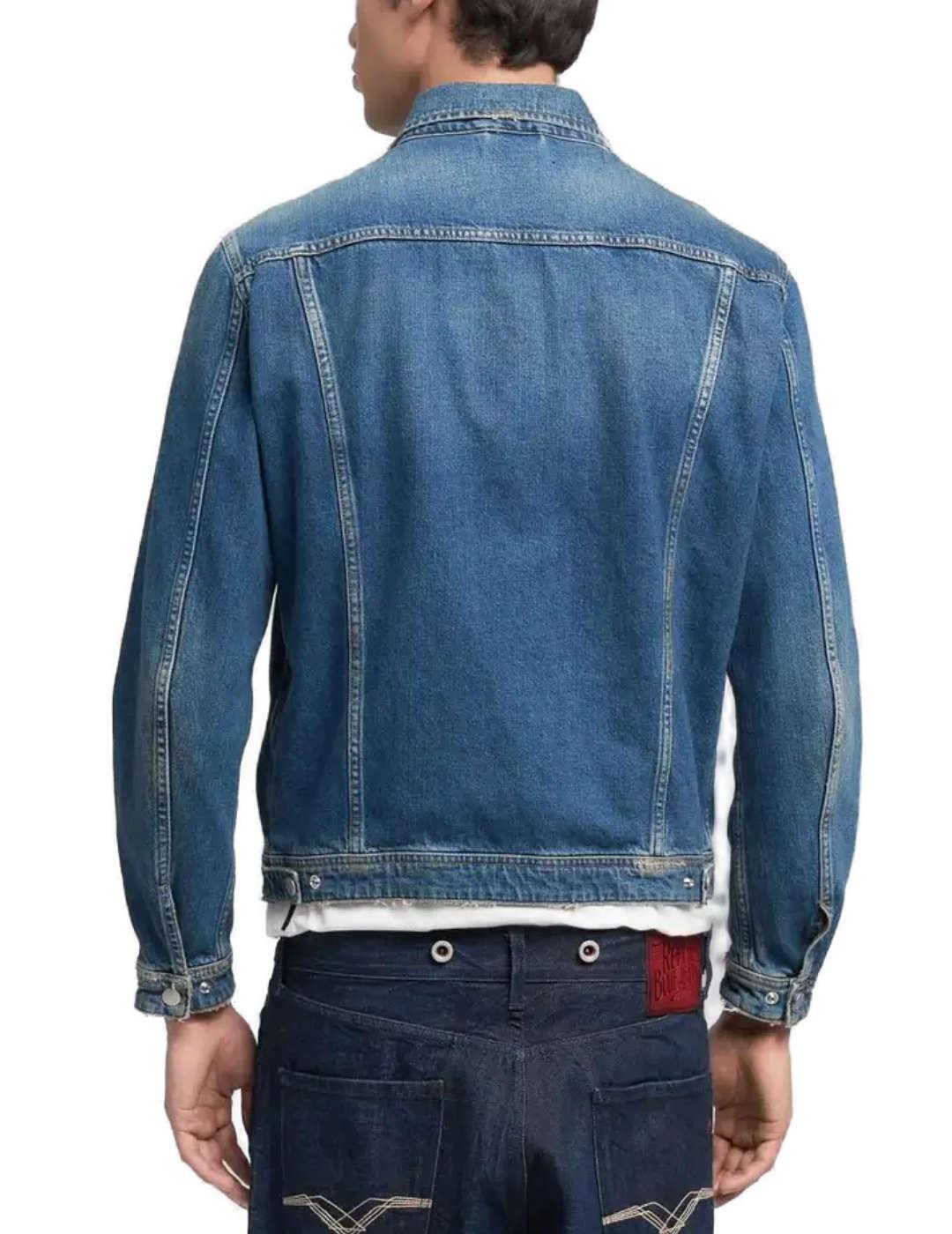 Chaqueta vaquera Replay azul desgastado de botones hombre