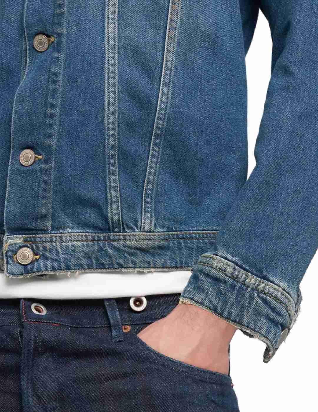 Chaqueta vaquera Replay azul desgastado de botones hombre