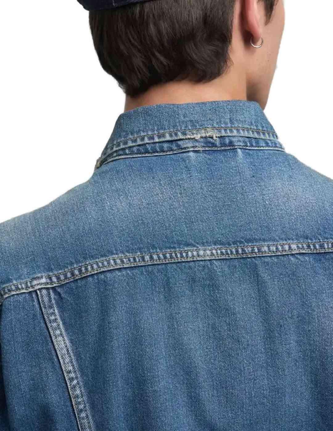 Chaqueta vaquera Replay azul desgastado de botones hombre