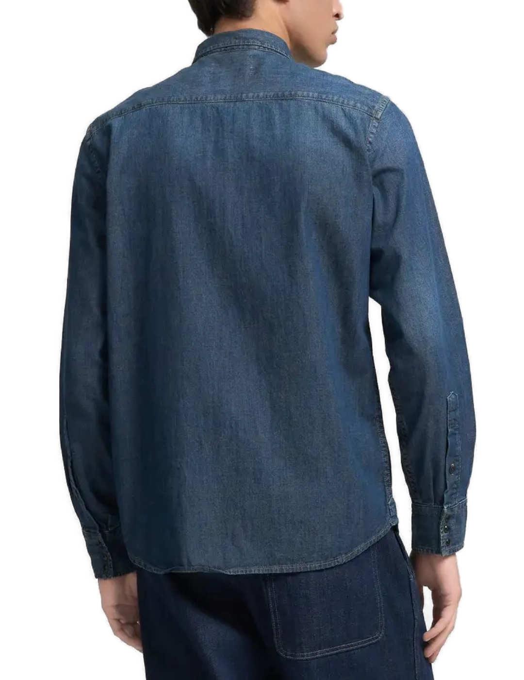 Camisa Replay vaquera azul medio para hombre