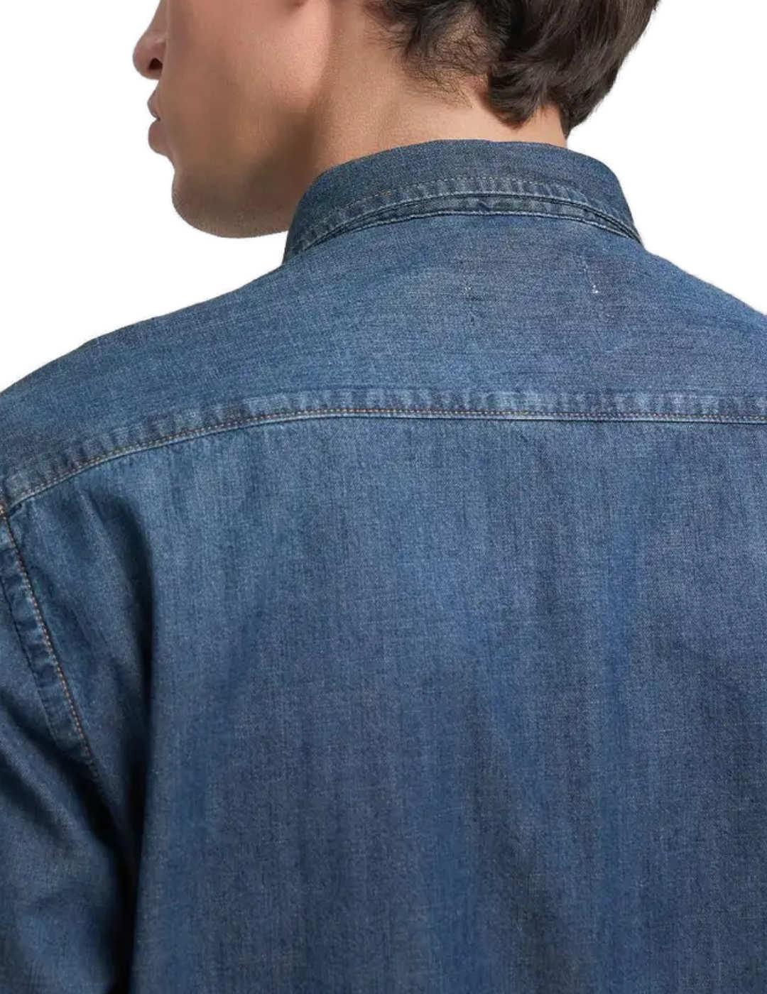 Camisa Replay vaquera azul medio para hombre