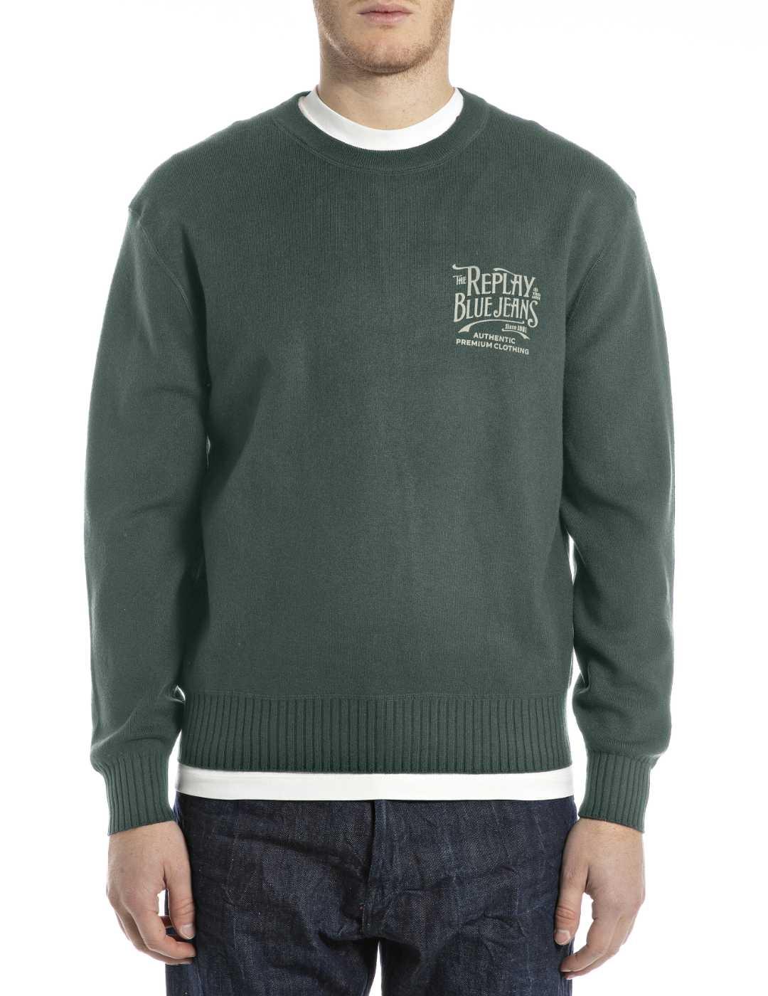 Sudadera Replay verde oscuro Blue Jeans para hombre