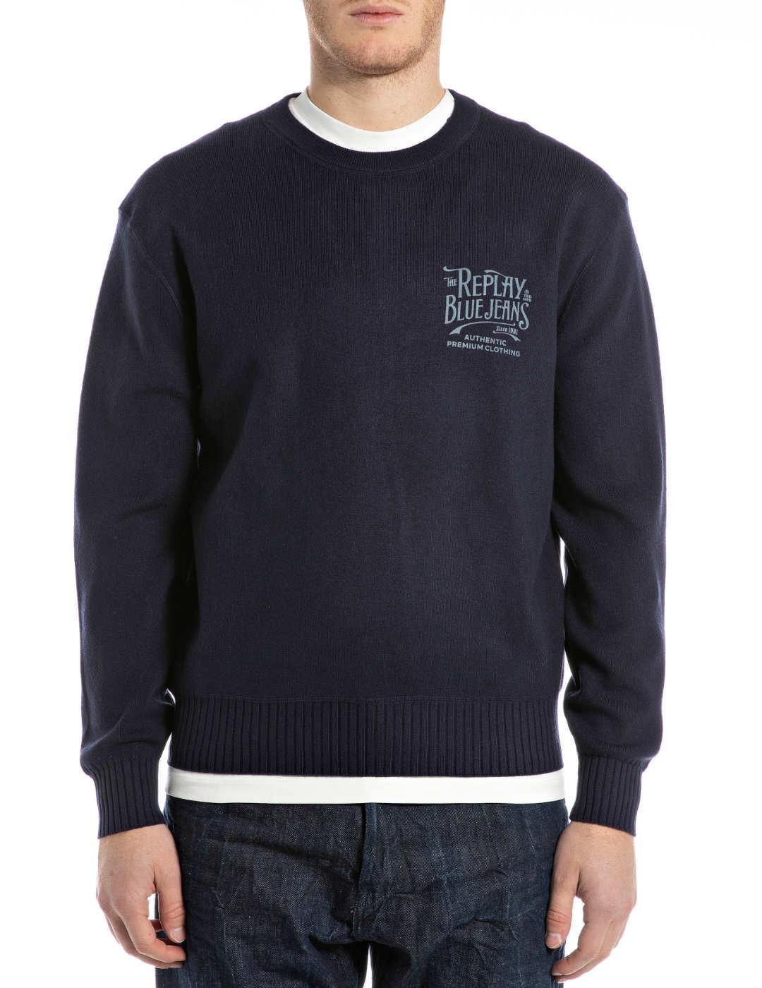 Sudadera Replay azul marino Blue Jeans para hombre