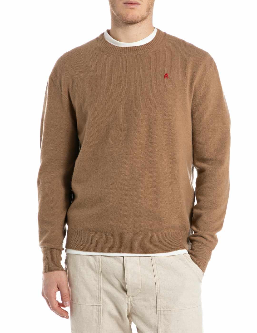 Jersey Replay camel en mezcla de lana para hombre
