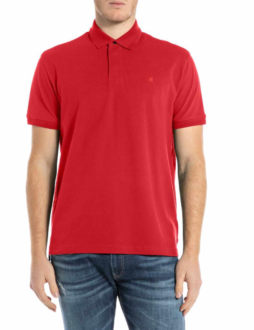 Polo Replay rojo manga corta logo para hombre