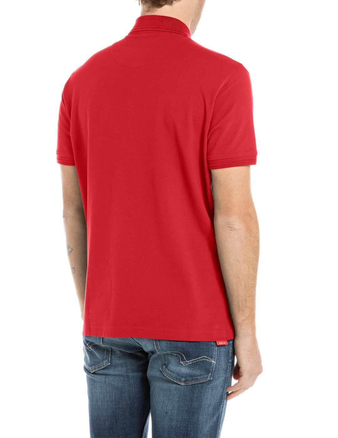 Polo Replay rojo manga corta logo para hombre